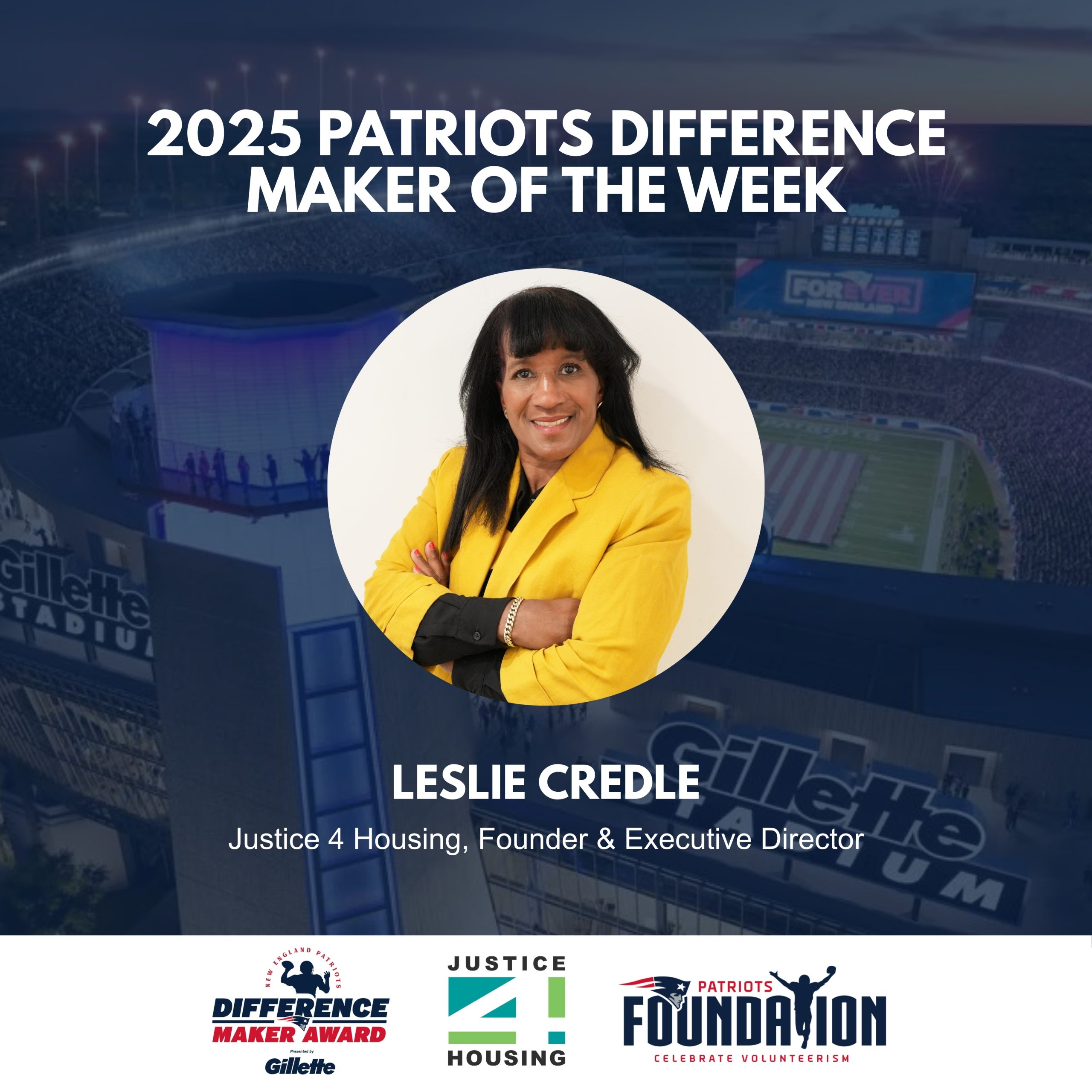 Leslie Credle Named 2025 Patriots Difference Maker of the Week